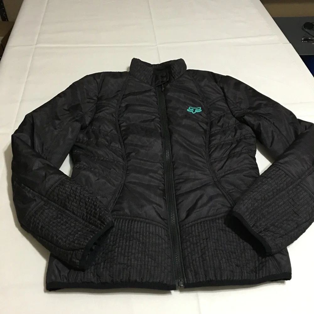 Fox Racing Puffer Jacket Womens Small Black Quilted Full Zip Lightweight